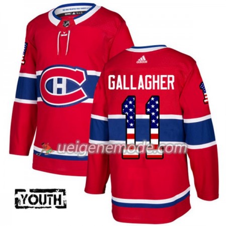 Kinder Eishockey Montreal Canadiens Trikot Brendan Gallagher 11 Adidas 2017-2018 Rot USA Flag Fashion Authentic